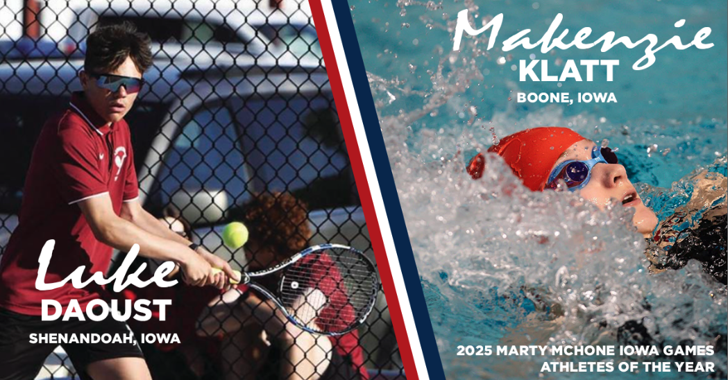 2025 Iowa Games Athletes of the Year - Luke Daoust (Shenandoah, Iowa) and Makenzie Klatt (Boone, Iowa)
